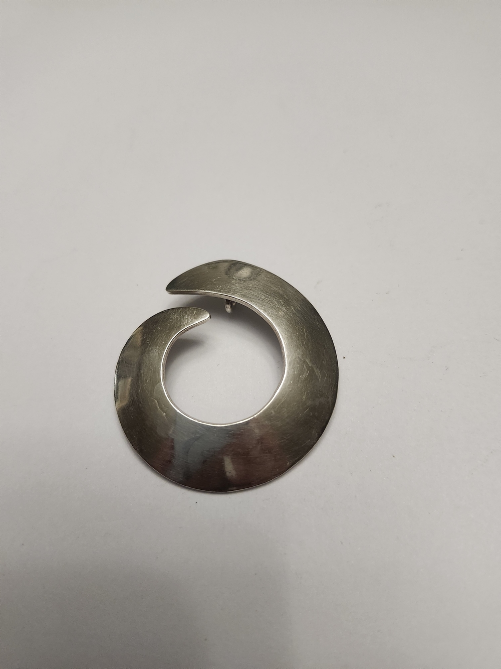 Vintage Modernist Mid-Century Modern Silver Spiral Swirl Pendant  ATI Mexico 925